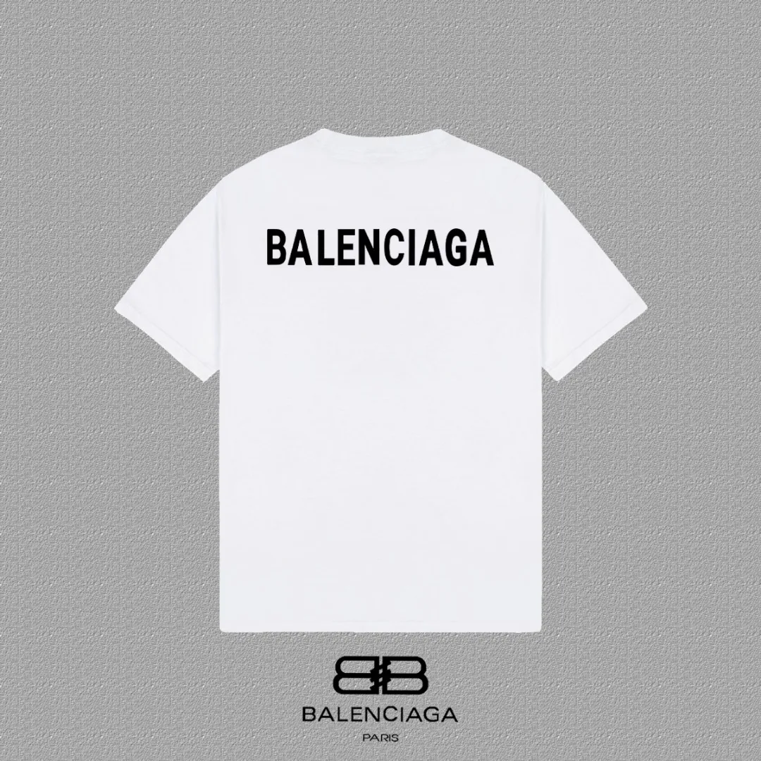 P80✨🔥 BALENCIAGA Paris front and rear silicone thick plate letter printed short-sleeved T-shirt. Custom-woven and dyed 280g combed cotton heavyweight fabric. Zero color difference in threads. Perfect details. Differentiate from the current version on the market. Welcome to compare. Same Style for men and women. Must-sell in the picture above. Color: White Black Size: 1 2 3 4